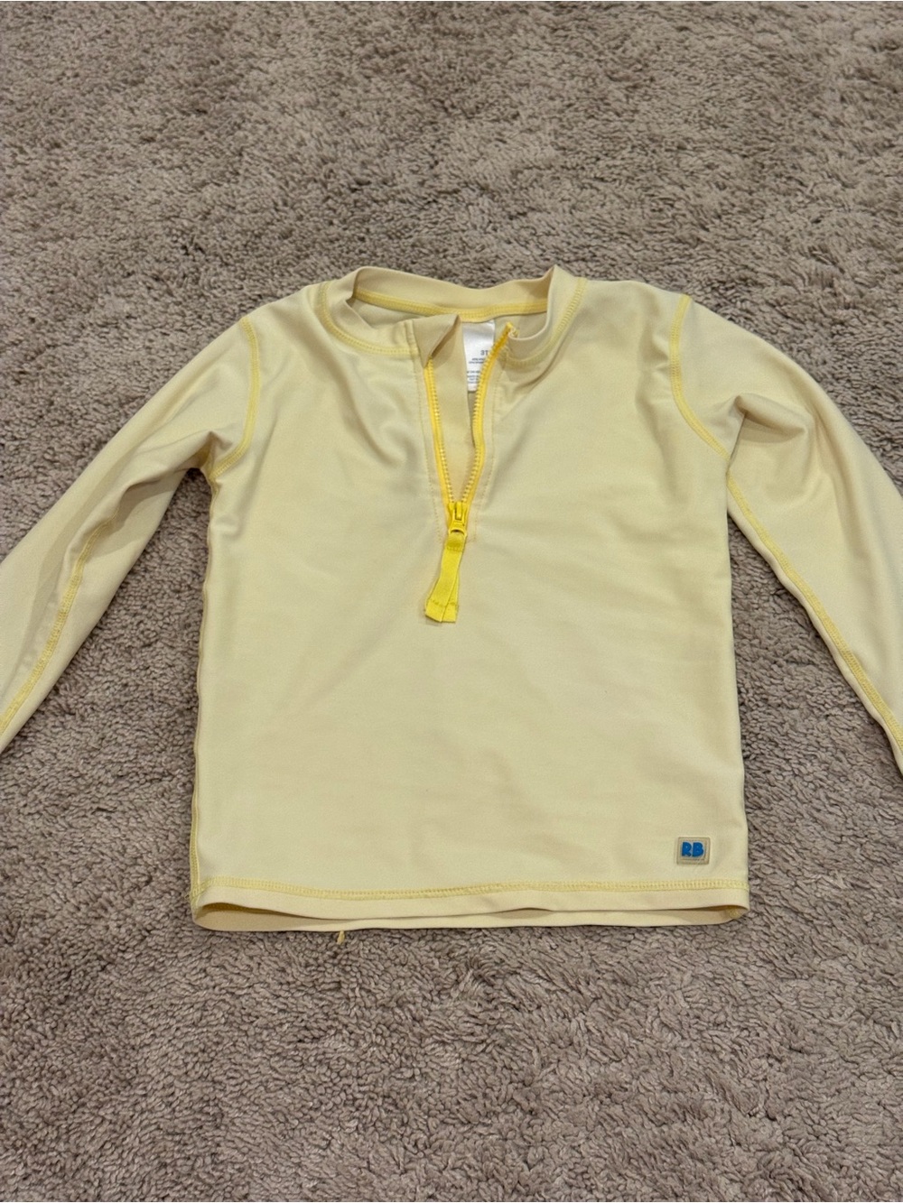 Kids Yellow Long-Sleeve Swim Rashguard with Front Zip